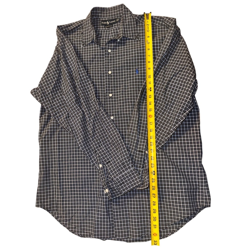Ralph Lauren Mens‎ Classic Fit Plaid Long Sleeve Dress Shirt Blue size 16.5